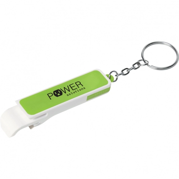 Lime Green Bottle Opener Custom Keychains w/ Phone Stand