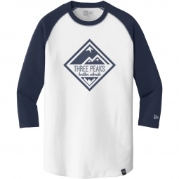 True Navy/White - New Era Heritage Blend 3/4 Sleeve Custom Baseball Tee - M