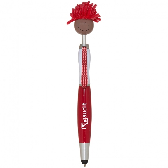 Red - MopTopper Custom Stylus Pen w/ Screen Cleaner - Brown