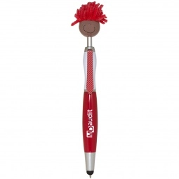 Red - MopTopper Custom Stylus Pen w/ Screen Cleaner - Brown