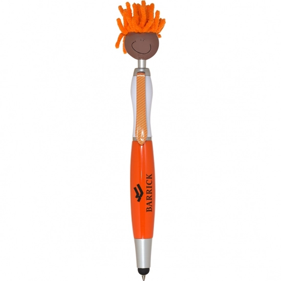 Orange - MopTopper Custom Stylus Pen w/ Screen Cleaner - Brown