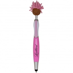 Pink - MopTopper Custom Stylus Pen w/ Screen Cleaner - Brown