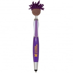 Purple - MopTopper Custom Stylus Pen w/ Screen Cleaner - Brown