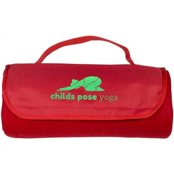 Red - Fleece Roll-Up Custom Blanket with Carry Handle