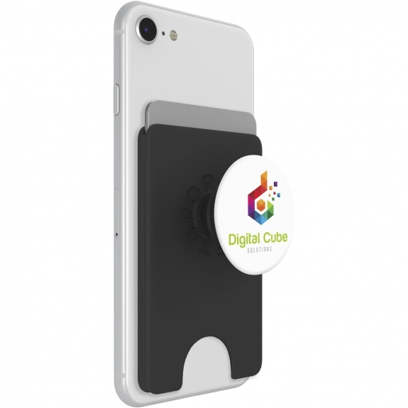 Black / White Full Color PopWallet Plus Lite Custom Cell Phone Wallet w/ Mo