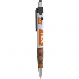 Full Color Square Ad Promotional Stylus Pen w/ Rubber Grip