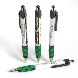 Green Full Color Square Ad Promotional Stylus Pen w/ Rubber Grip