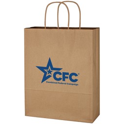Kraft Paper Custom Logo Shopping Bag - 10"w x 13"h