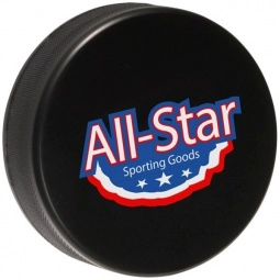 Black Colored Hockey Puck Custom Stress Balls