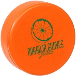 Orange Colored Hockey Puck Custom Stress Balls