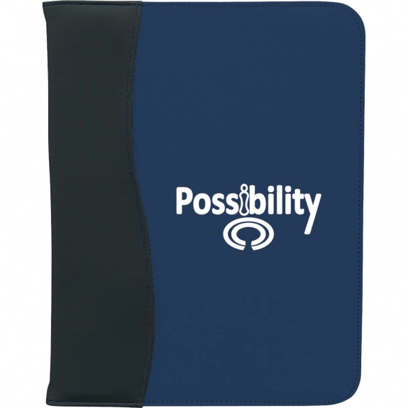 Navy Blue Sign Wave Promotional Padfolio - 10"w x 12.87"h