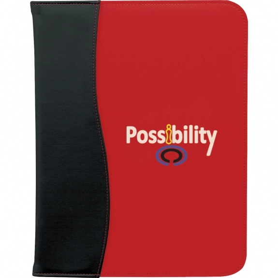 Red Sign Wave Promotional Padfolio - 10"w x 12.87"h