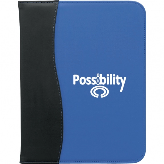 Royal Blue Sign Wave Promotional Padfolio - 10"w x 12.87"h