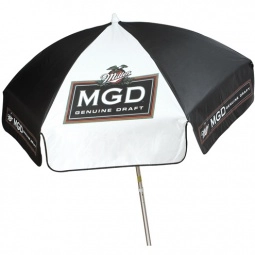 Black/White Patio Custom Umbrella w/ Aluminum Frame - 6 ft.