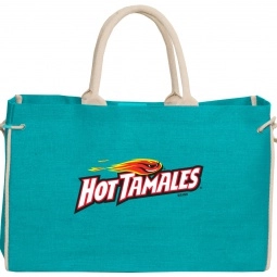Turquoise Eco Jute/Cotton Boat Promotional Tote Bag 