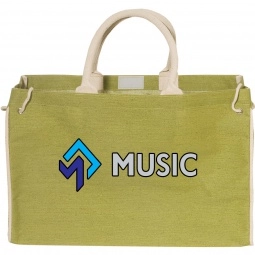 Lime Green Eco Jute/Cotton Boat Promotional Tote Bag 