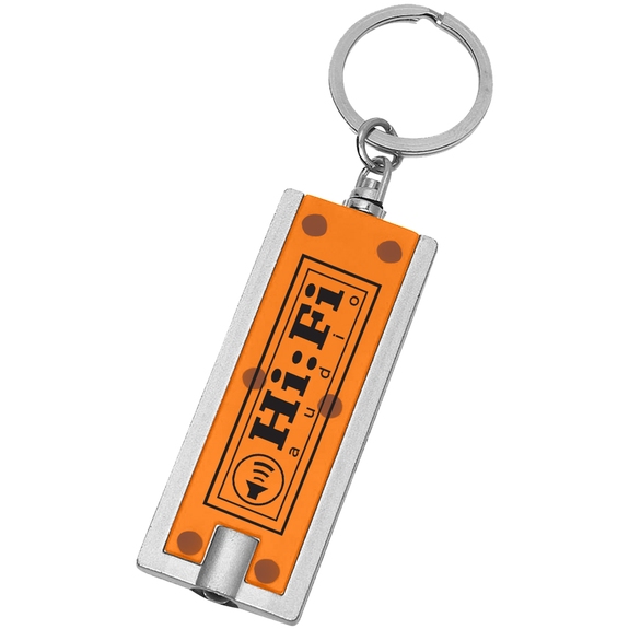 Orange Rectangle LED Light Promotional Key Tag