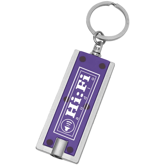 Purple Rectangle LED Light Promotional Key Tag