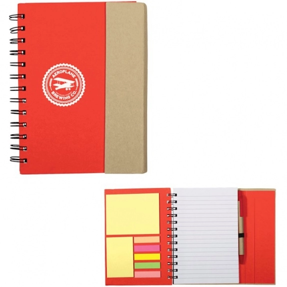 Natural/Red Recycled Magnetic Custom Logo Journal Book
