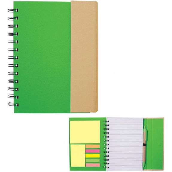 Natural/Lime Green Recycled Magnetic Custom Logo Journal Book