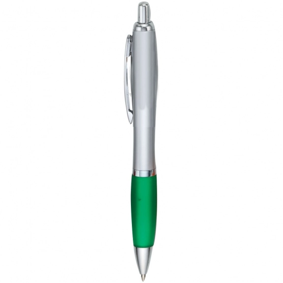 Silver/Green Contour Silver Custom Pen w/ Colored Grip