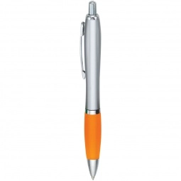 Silver/Orange Contour Silver Custom Pen w/ Colored Grip