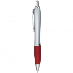 Silver/Red Contour Silver Custom Pen w/ Colored Grip