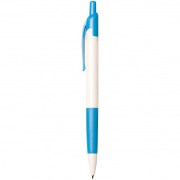 Blue Retractable Promotional Pen w/ White Barrel