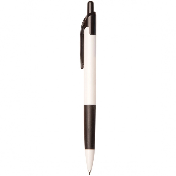 Black Retractable Promotional Pen w/ White Barrel