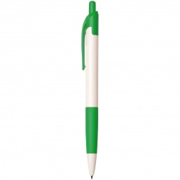 Green Retractable Promotional Pen w/ White Barrel