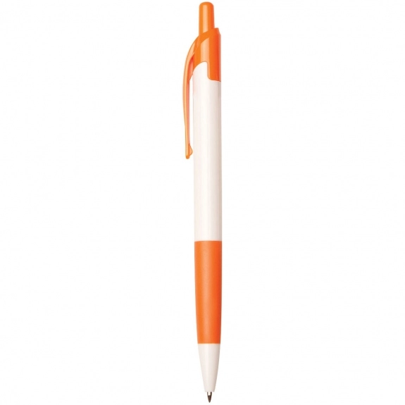Orange Retractable Promotional Pen w/ White Barrel
