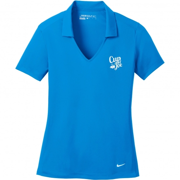 Brisk Blue Nike Dri-FIT Vertical Mesh Custom Polo Shirts - Women's