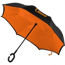 Black/Orange Two-Tone Reversible Custom Umbrella - 48"