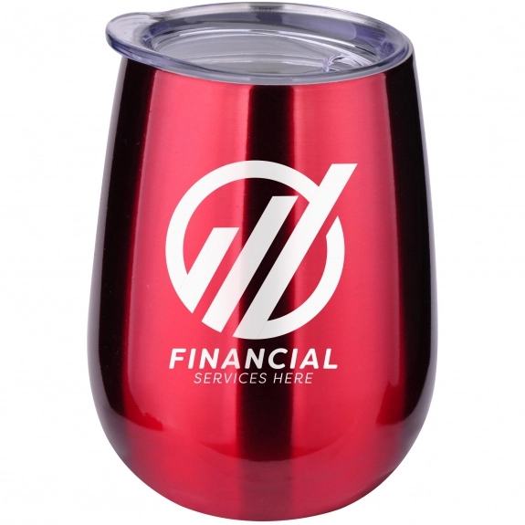 Red - Dual Wall Stemless Stainless Steel Custom Wine Tumbler - 10 oz.