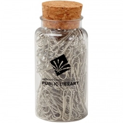 Silver Cork Top Promotional Paper Clip Jar