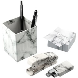 4-Piece Faux Marble Custom Desktop Accessories Gift Set