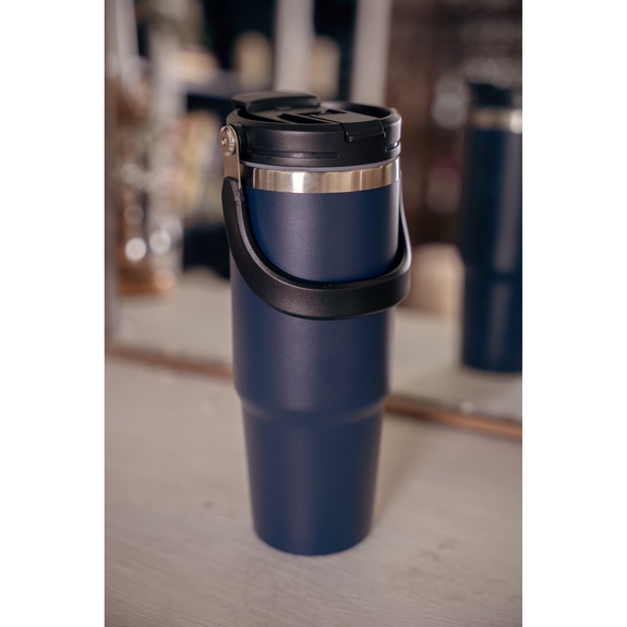 Lifestyle Laser Engraved Custom Tumbler w/ Carry Handle - 30 oz.