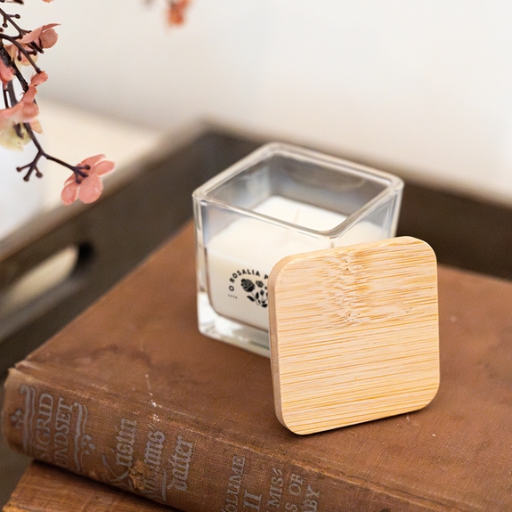 Lifestyle Custom Branded Mini Candle w/ Bamboo Lid