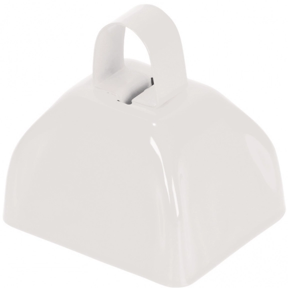 White Colored Metal Logo Cow Bell - 3"