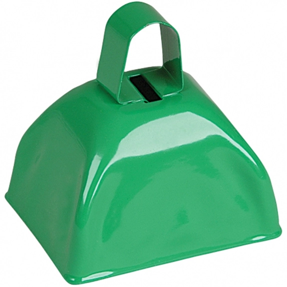 Green Colored Metal Logo Cow Bell - 3"