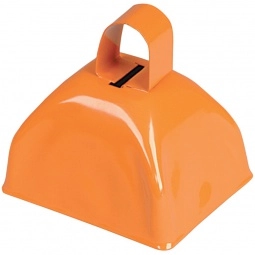 Orange Colored Metal Logo Cow Bell - 3"