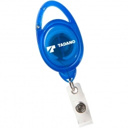 Trans. Blue Retractable Carabiner Custom Badge Holder Clip