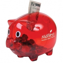  Red Translucent Promotional Piggy Bank 