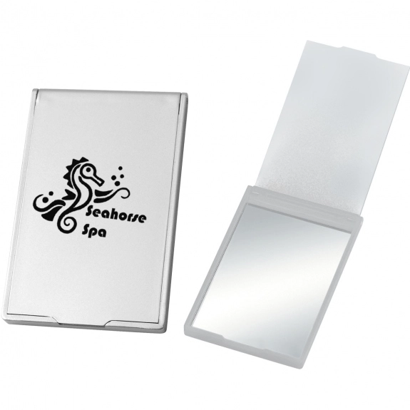 Silver - Compact Rectangular Promotional Mirror