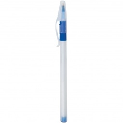 Clear/Blue Frosted Stick Promotional Pen w/ Rubber Grip
