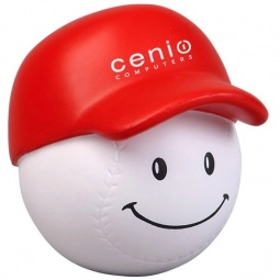  Red/White Smiling Baseball Promotional Stress Reliever