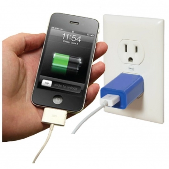Full Color USB Cell Phone Custom Wall Chargers - In Use