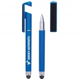Blue Multi-function Stylus Custom Pens w/ Stand & Screen Cleaner