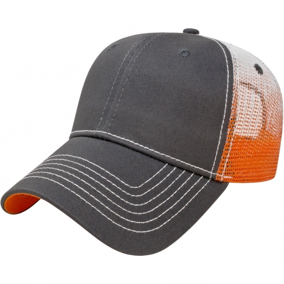 Charcoal/Orange Low Profile Gradient Print Mesh Custom Caps 