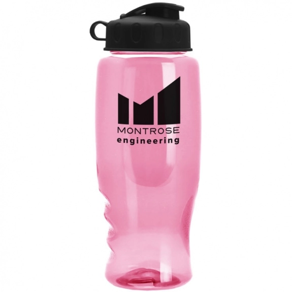 Translucent Pink Translucent Promotional Sports Bottle w/ Flip Lid - 27 oz.